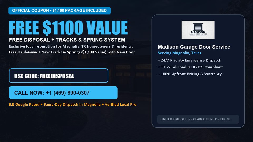 FREE Old Door Haul-Away & Heavy-Duty Tracks in Magnolia, TX - Madison Garage Door Service
