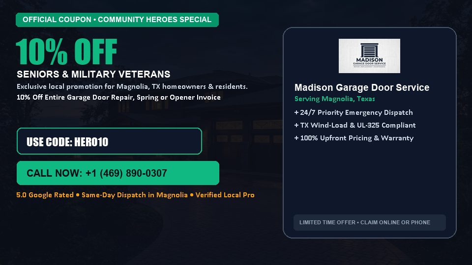 10% OFF Senior, Military & First Responder Discount in Magnolia, TX - Madison Garage Door Service